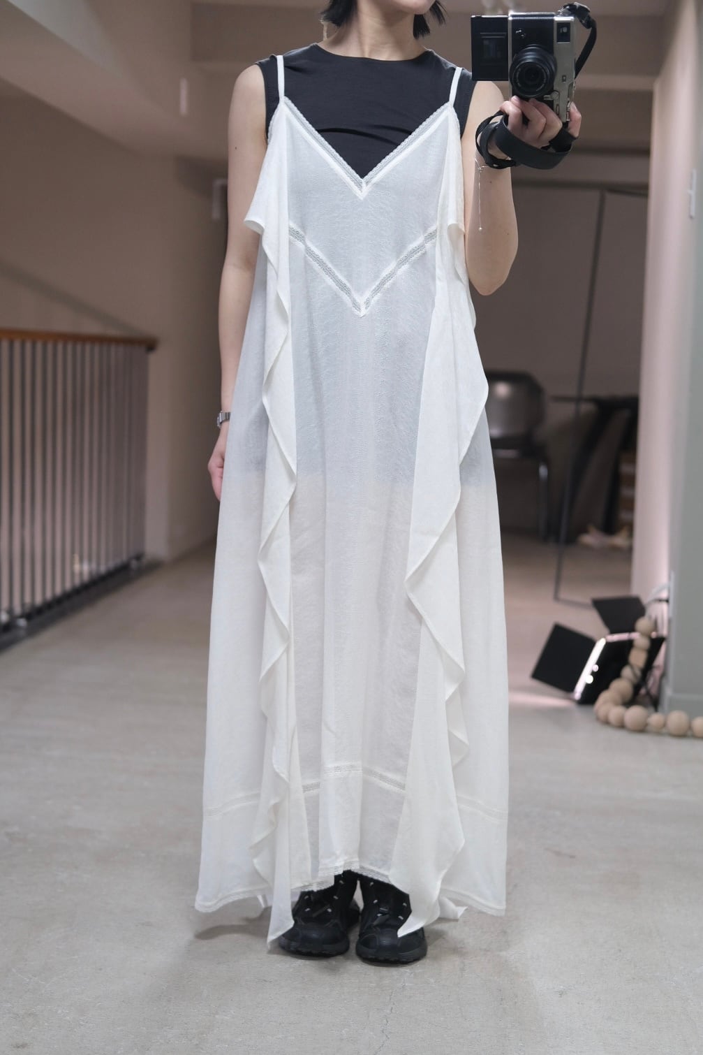 【Ono】 fetico Lace jacquard dress FETICO】LACE JACQUARD CAMI DRESS -Off White- | loop