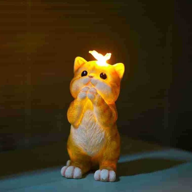 ソーラーライト ねこ かわいい おしゃれ ガーデニング 太陽光 白熱夜