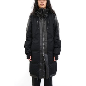 [D.HYGEN] (ディーハイゲン) ST106-0123A  Horse Leather x Rayon Twill White Goose Down Coat (BLACK)