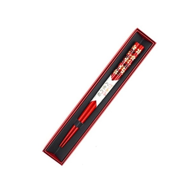 輪島うるし箸 1膳入	八重の桜(赤)