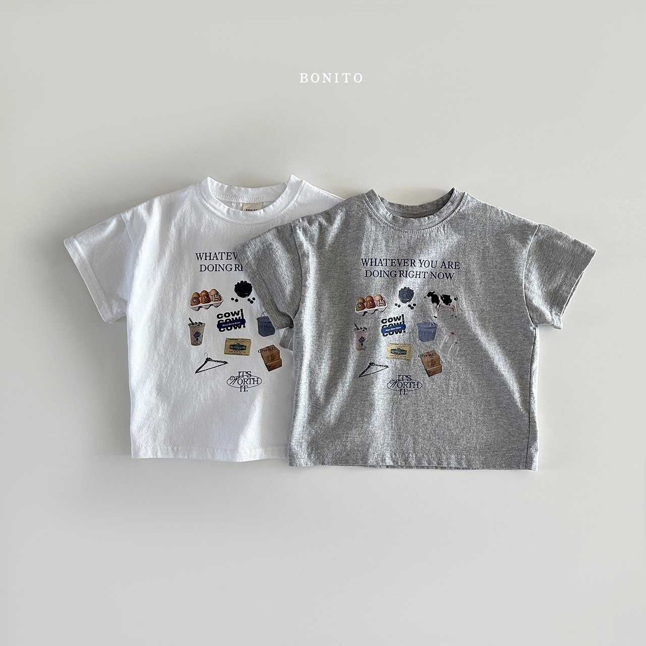 【BONITO】COW Tシャツ 80~130cm ホワイト 240514 - 9