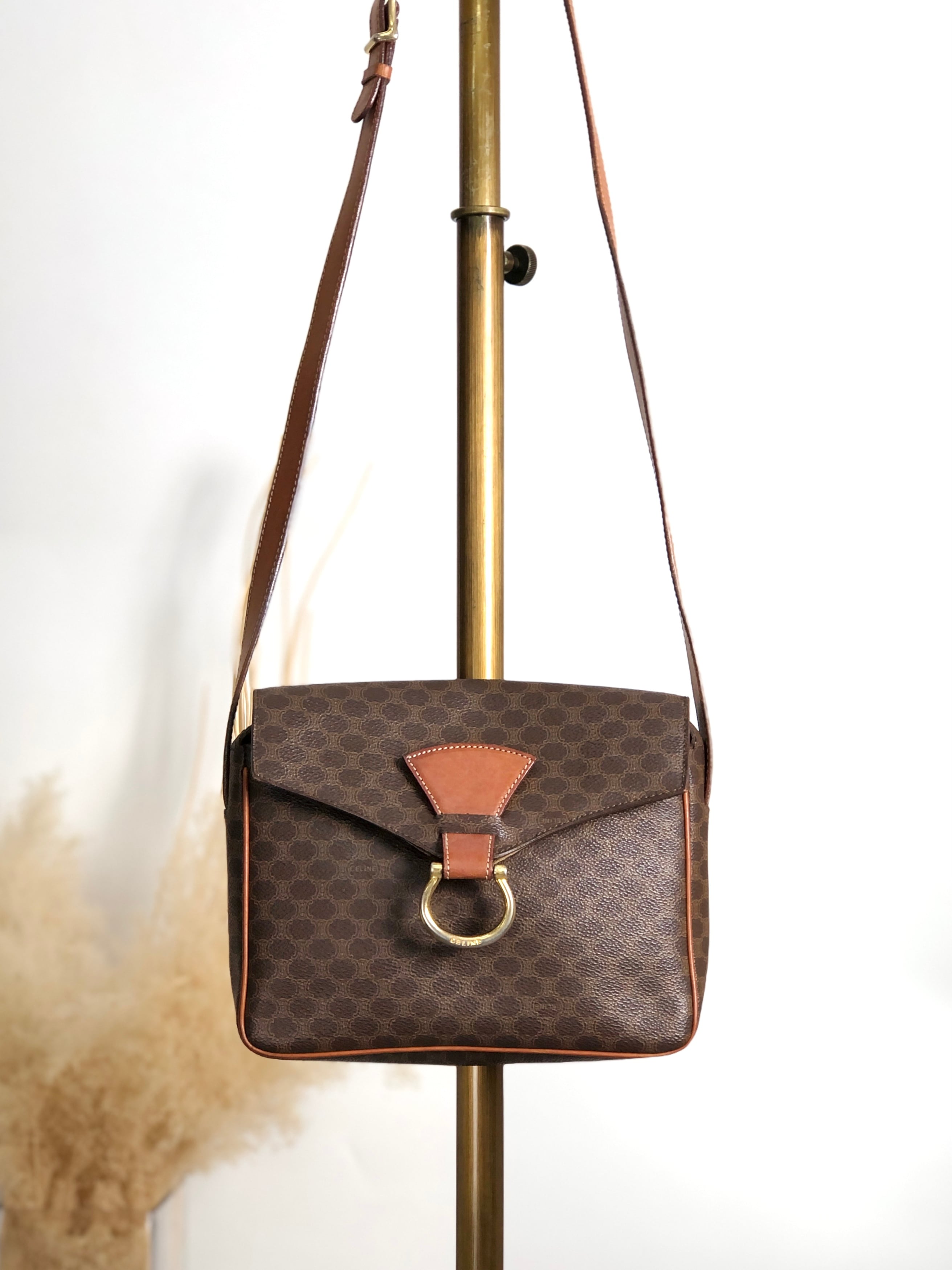 CELINE セリーヌ マカダム ショルダーバッグ PVC フロントジップ 