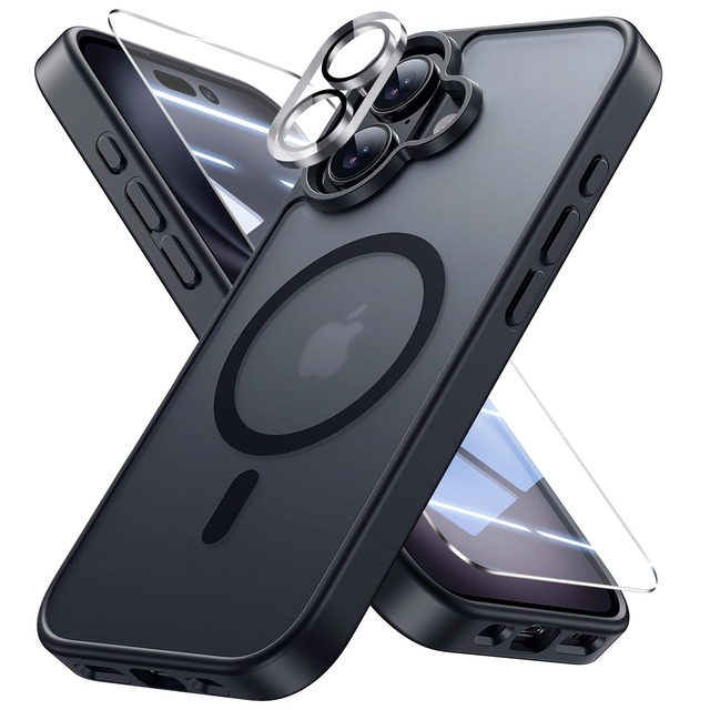 Bruzaio iPhone 17 用 ケース Magsafe対応・米軍規格 いふおん17用スマホケース A2-ブラック