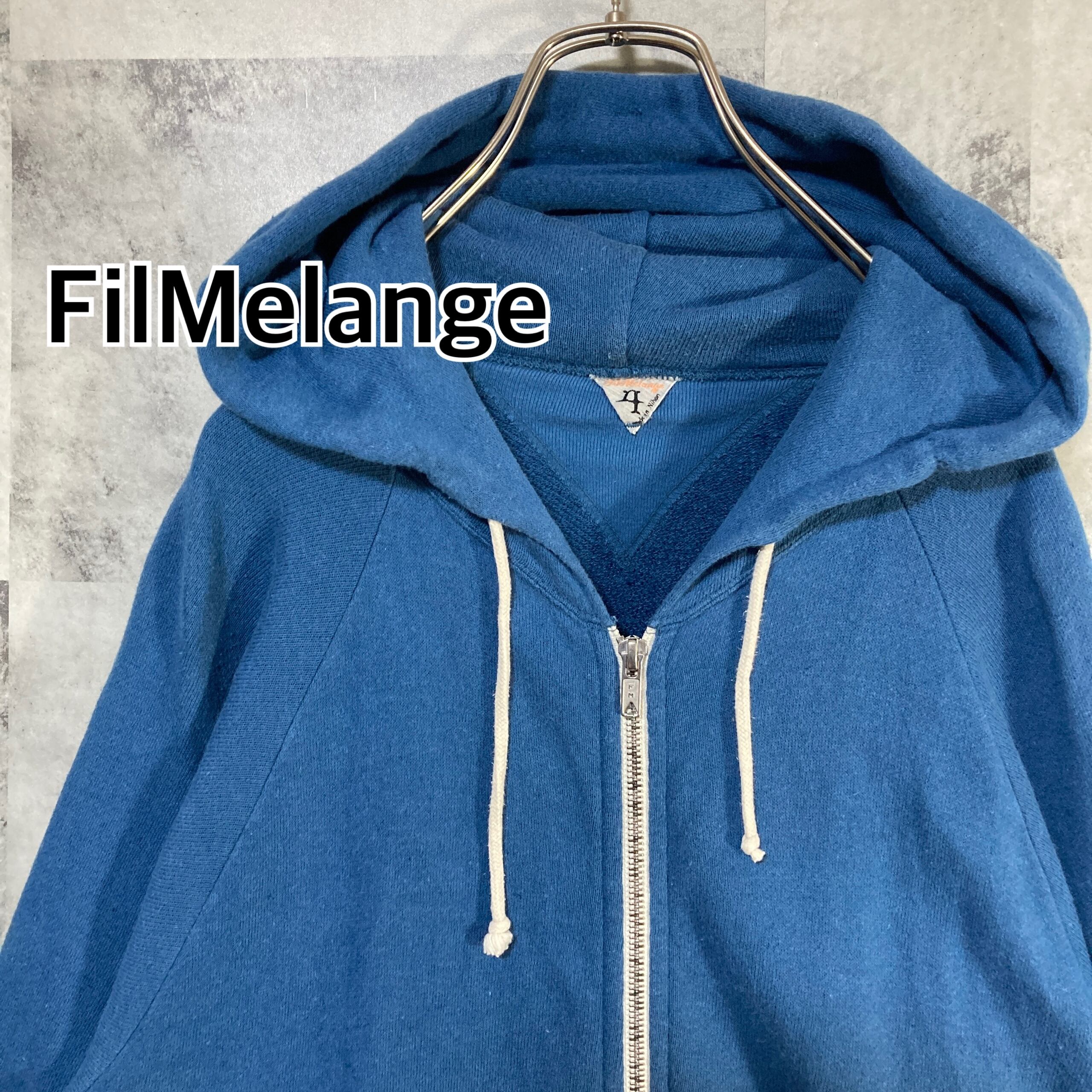 FILMELANGE ジップアップパーカー Vikki 4 藍色 日本製 FilMelange フィルメランジェ スウェットパーカー フルジップ