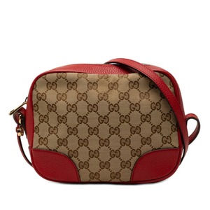 グッチ GGキャンバス 斜め掛け ショルダーバッグ 449413 ベージュ レッド キャンバス レザー レディース GUCCI 【中古】