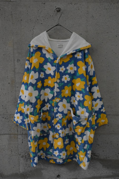 Floral print terry cloth coat