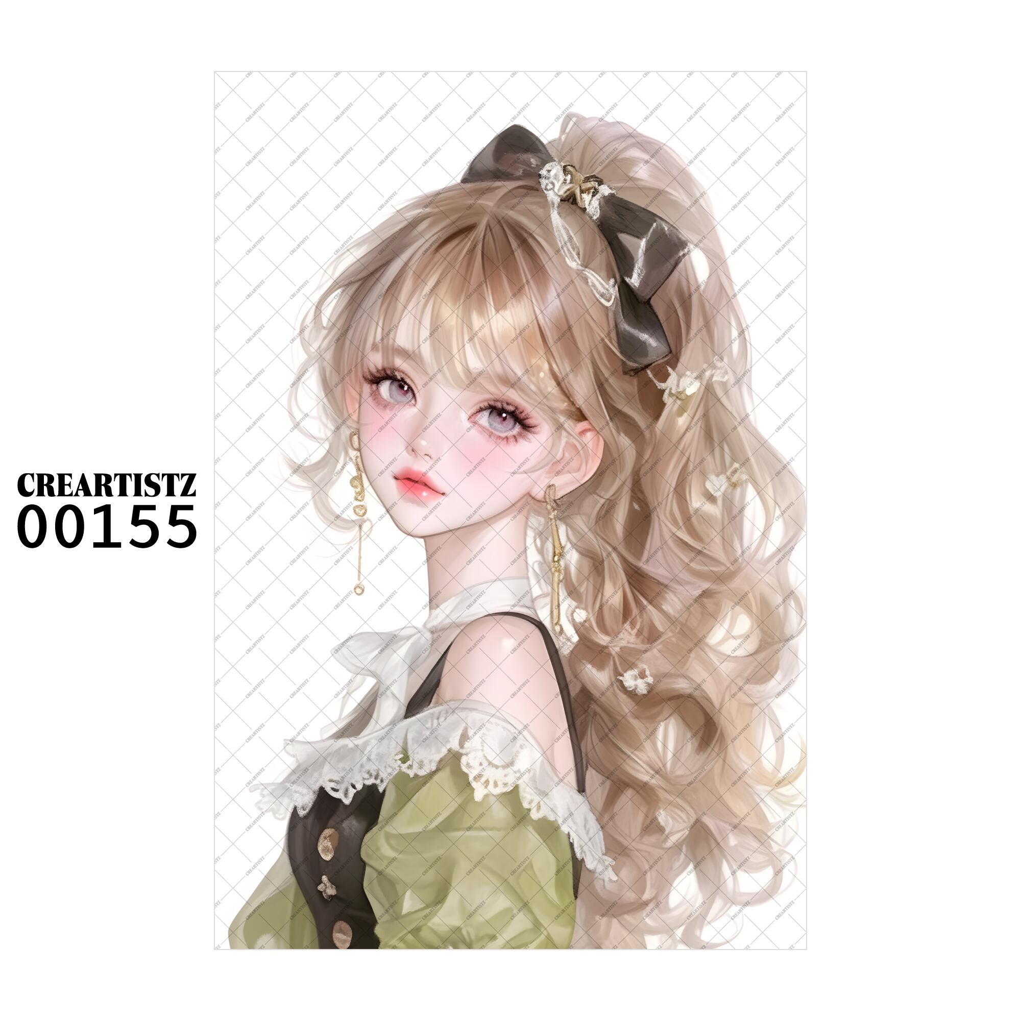 00155 ガール キュート オリジナル ペーパー/ステッカー 4枚セット CREARTISTZ
