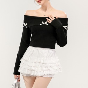 off-shoulder ribbon cute knit m1167