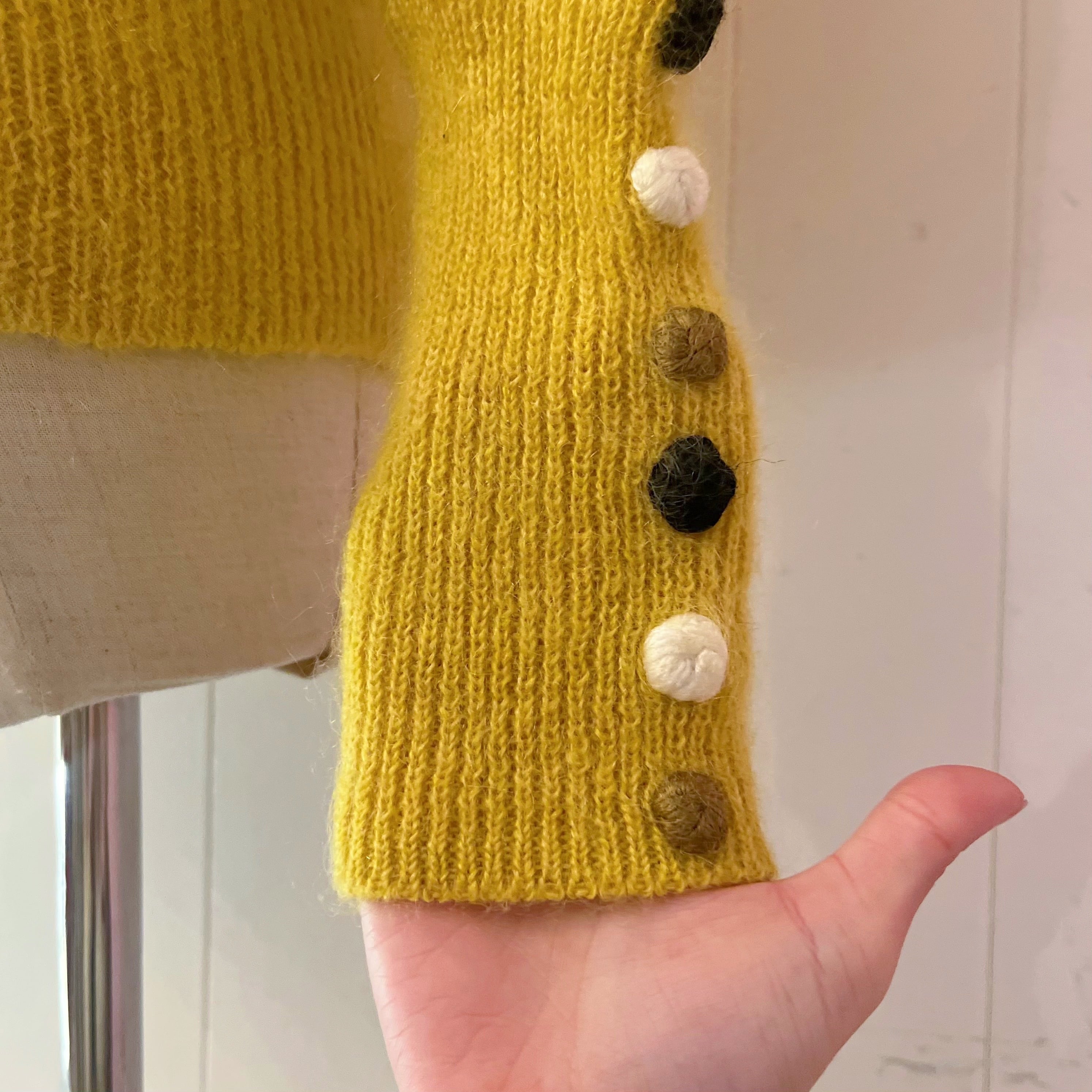 long rib button yellow mohair sweater