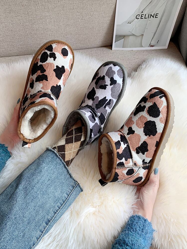 ブーツウィンタースタイルベルベットスウェードショート 靴 シューズ コットン 冬物 ラウンドトー 部族の婦人靴54529601286