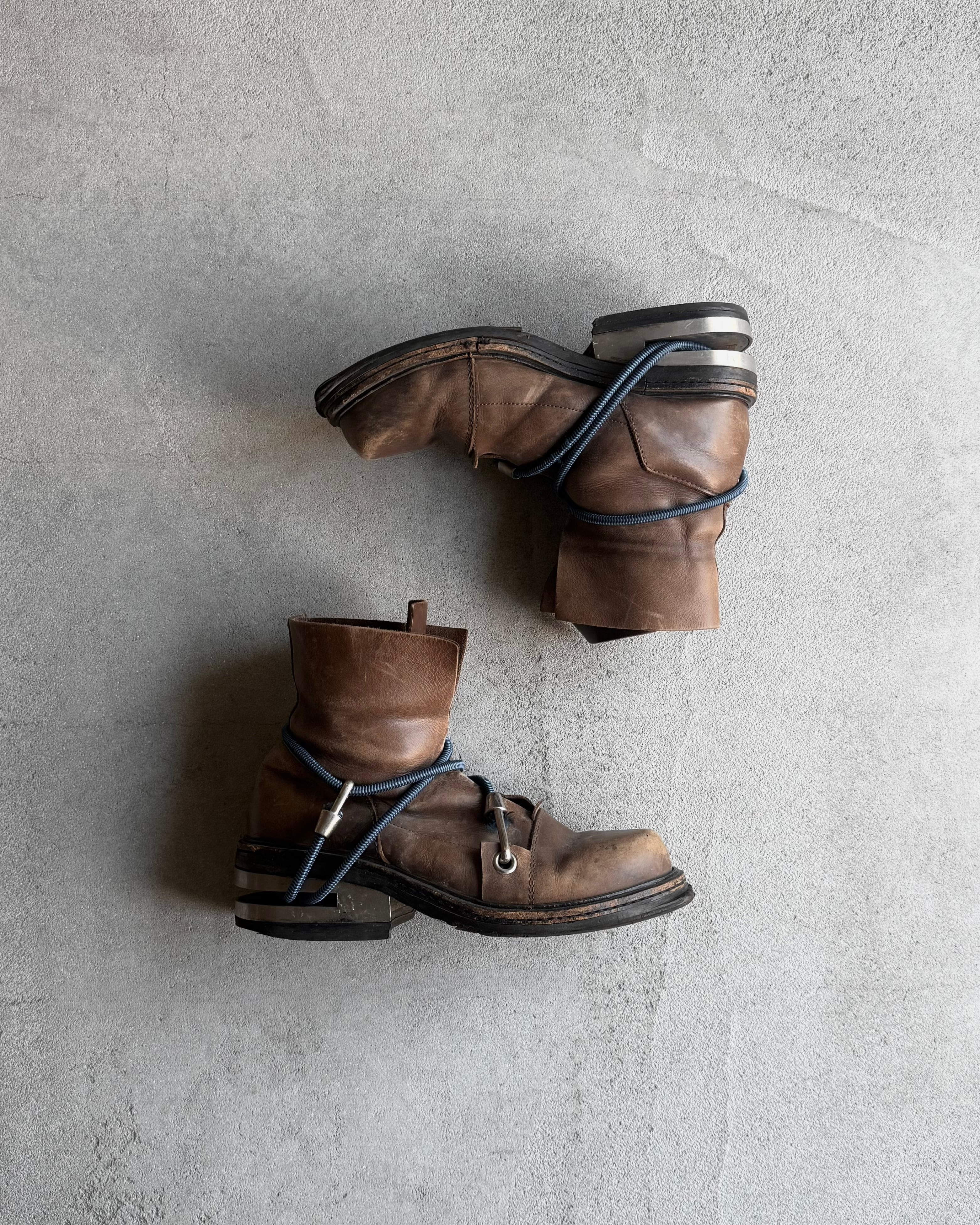 FW1996 Dirk Bikkembergs bungee cord metal heel boots | ether