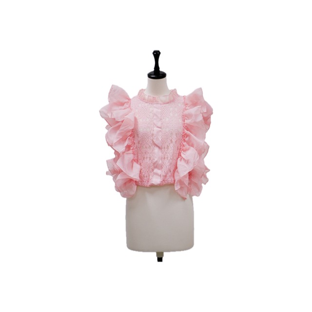 Volume frill shoulder design blouse