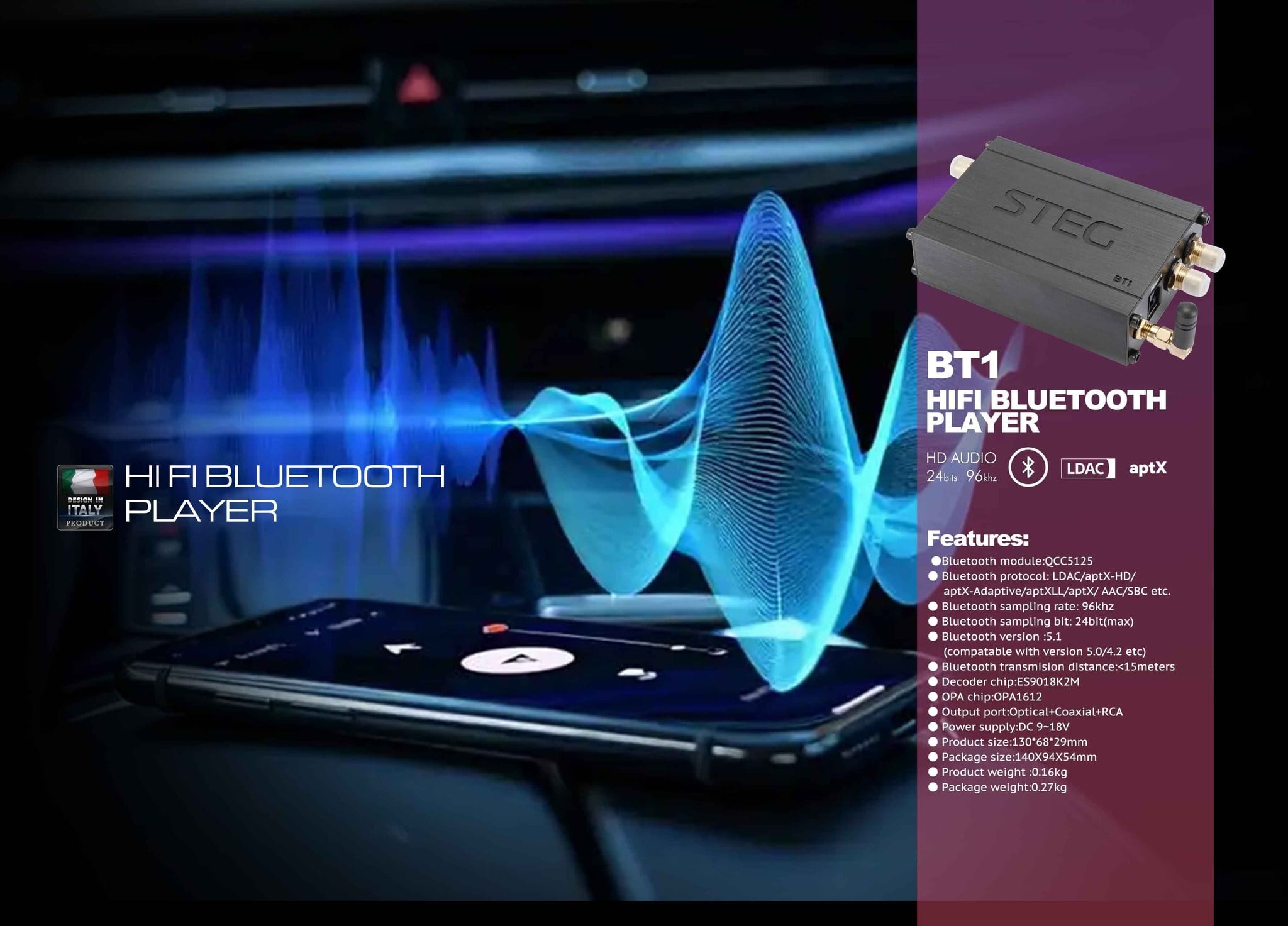 国内正規品】STEG 「BT1」 高音質Bluetoothオーディオレシーバー