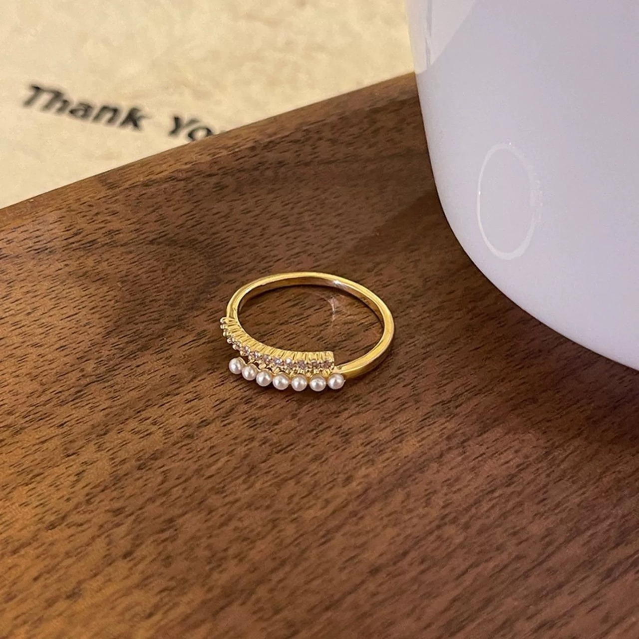 ジルコニア小粒パール オープンリング