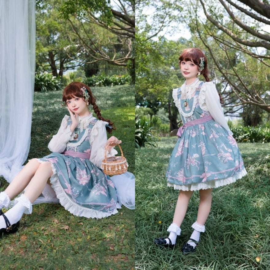 スイートロリータ JSK うさぎ 花柄 プリント ガーリー おしゃれ増し