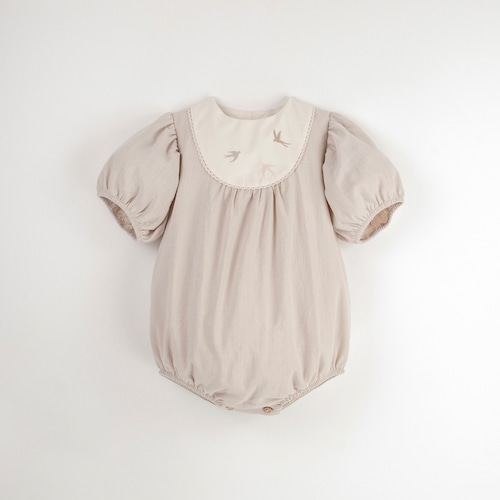 Popelin(ポペリン) / Sand embroidered romper suit with yoke / 9-12M・12-18M