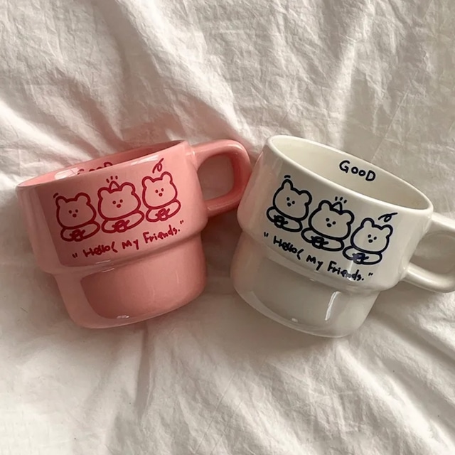 hello my friend mug 2colors / ハロー マイフレンド マグカップ コップ ベア くまさん 韓国雑貨