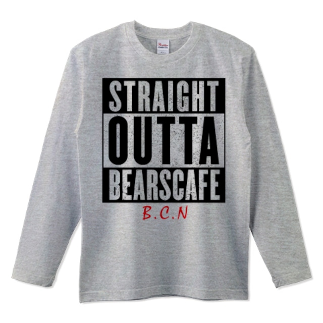 STRAIGHT OUTTA BEARSCAFE ロングTシャツ：グレー