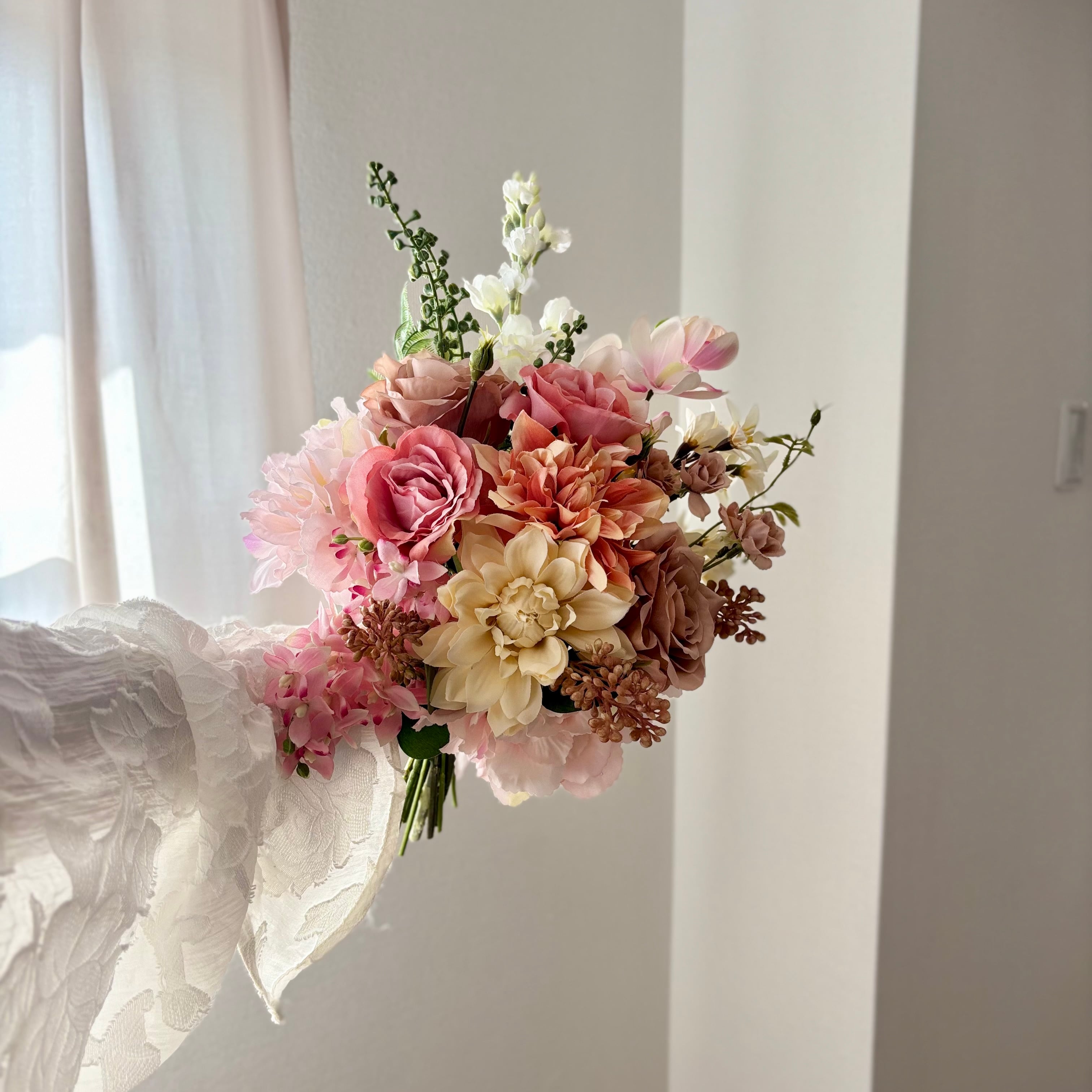 深みピンクが華やか 造花ブーケ♪ウェディングブーケ 造花 ブーケ