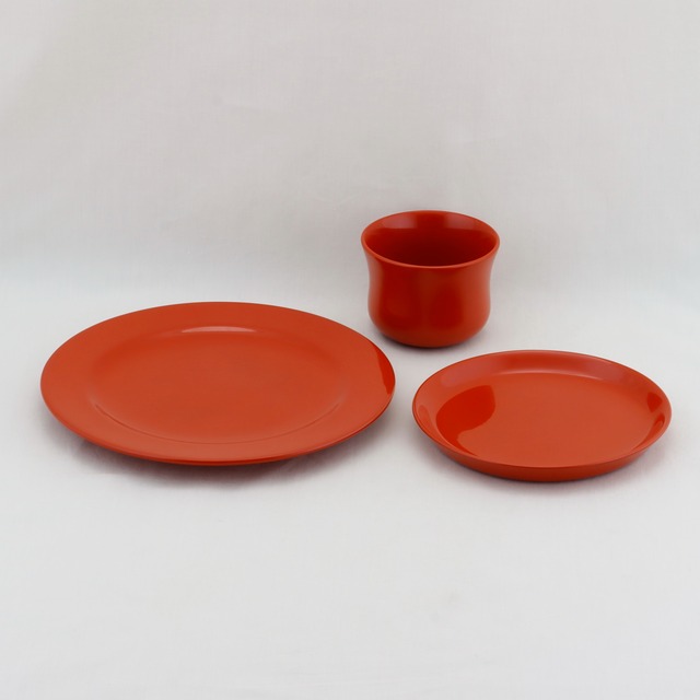 1908-2  輪島塗　パーティー皿／洗朱塗／無地