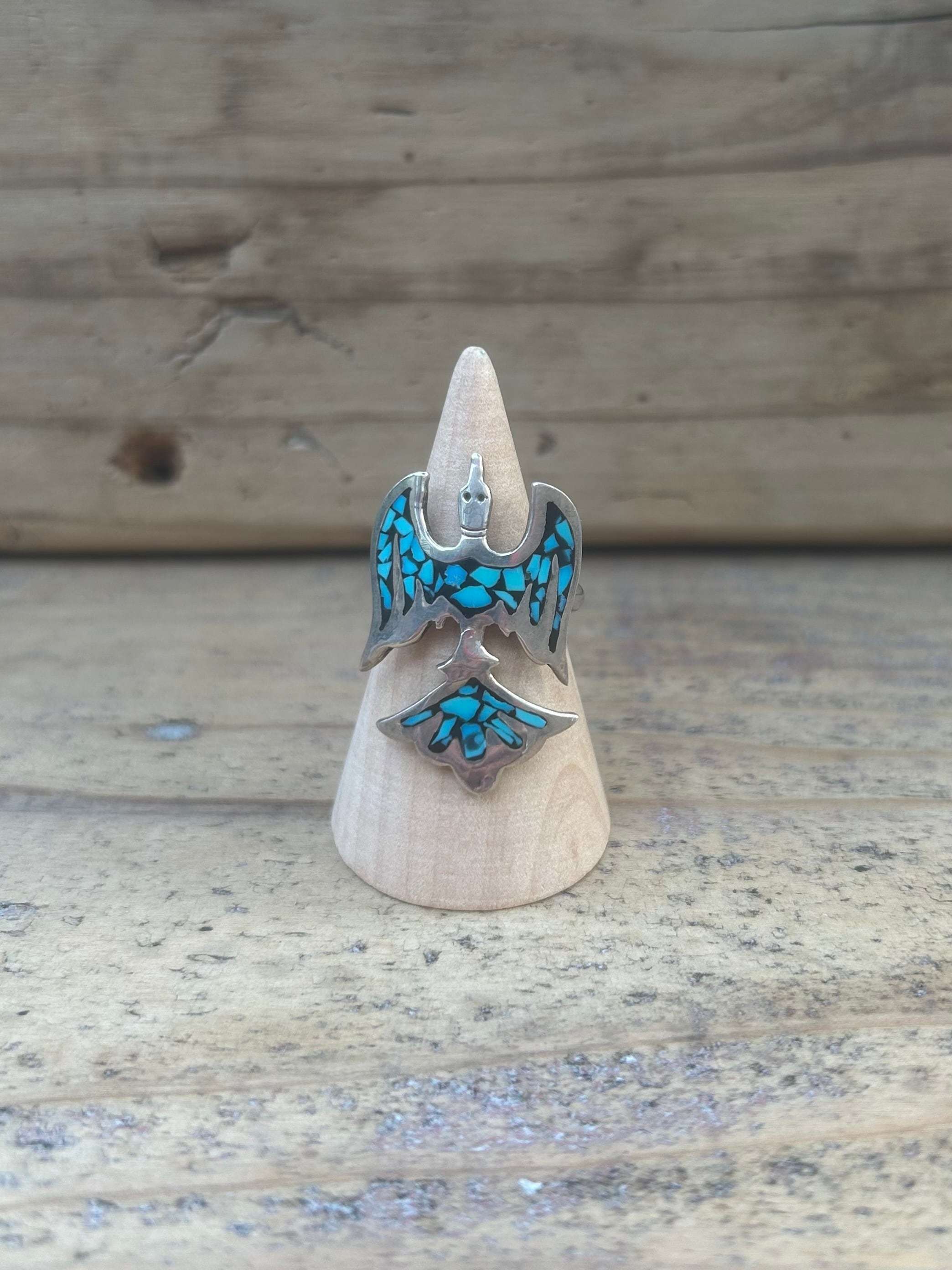 60s〜70s Old Pawn Turquoise inray Thunderbird ring