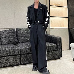 【Men】DOUBLE STRIPE SUIT TRENDY SET HIGH-WAIST WIDE-LEG PANTS SETUP S-1224