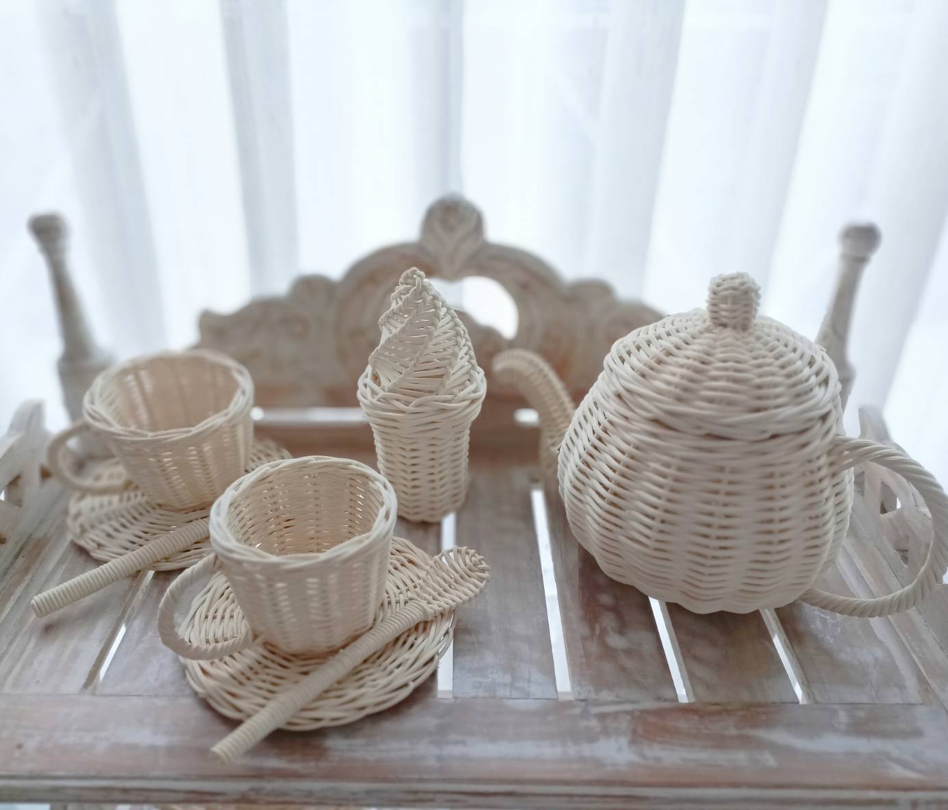 Ice cream rattan Tea party set/アイスクリーム付ラタンお茶セット♡