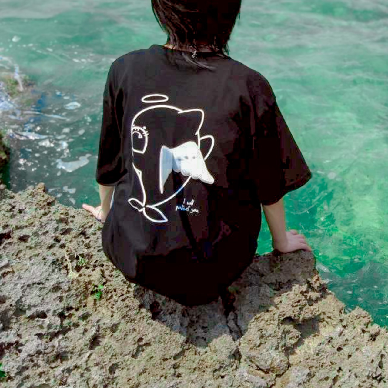 【KIDS】150サイズ　TOO CUTE TO BITE – ANGEL SHARK 【天使の羽】サメTシャツ｜立体羽デザイン シャークT - 5