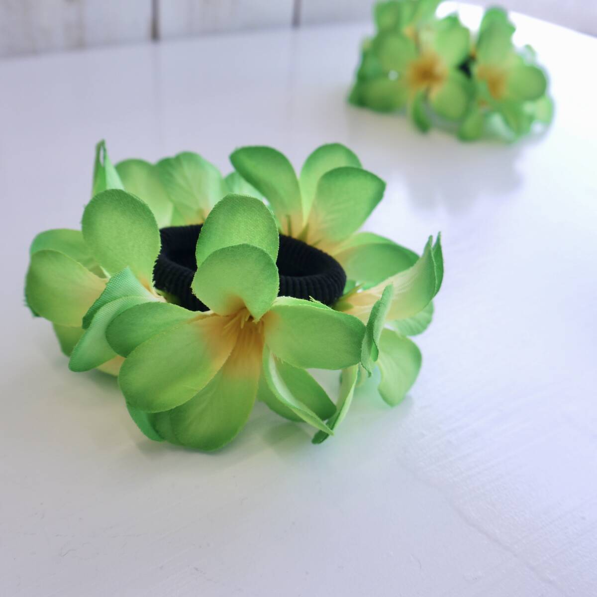 レジンヘアゴム 南国 海 ハワイ プルメリア ブーケ ヘアゴム No.208