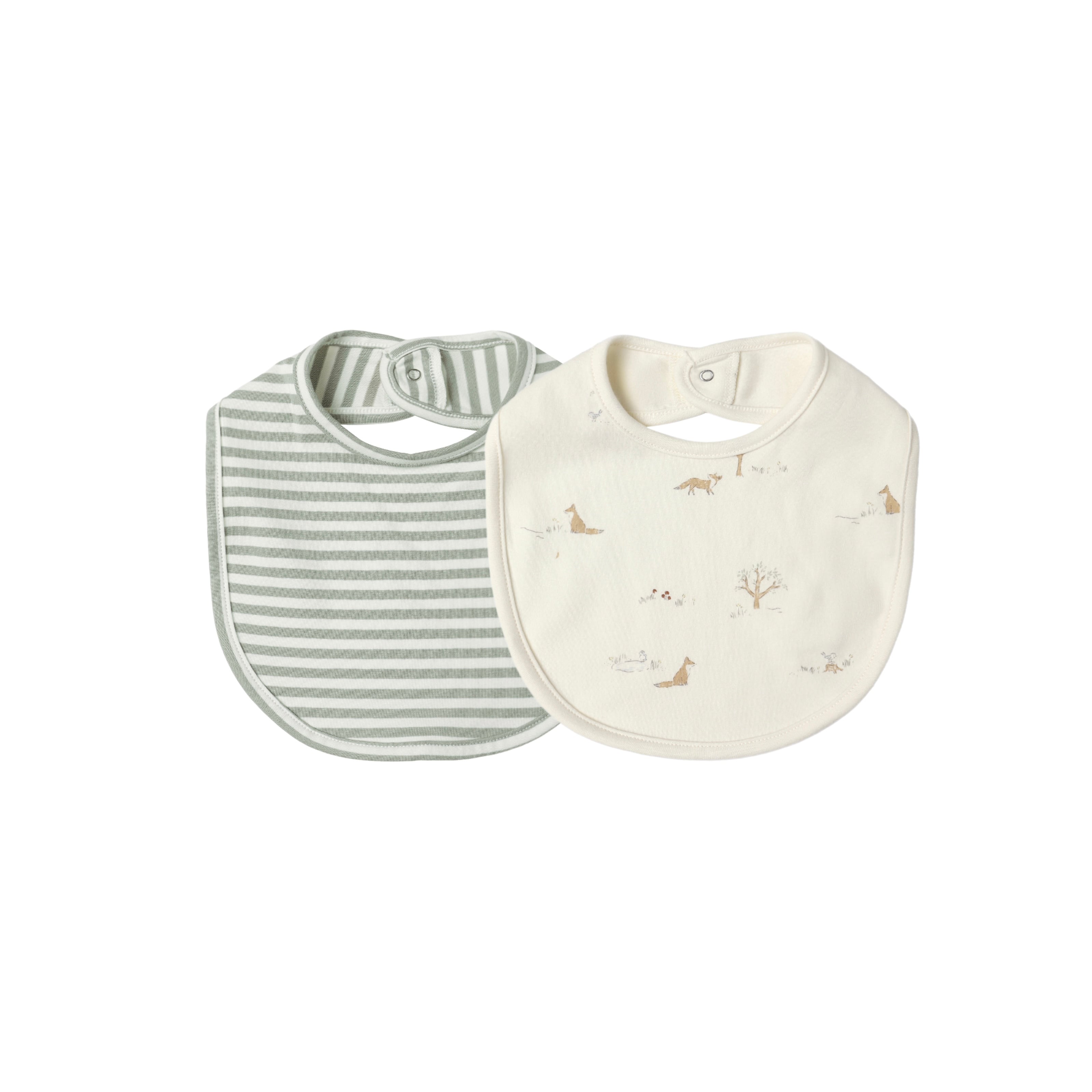 Quincy Mae(クインシーメイ) / 25aw JERSEY SNAP BIB / FOX LAND - FERN STRIPE