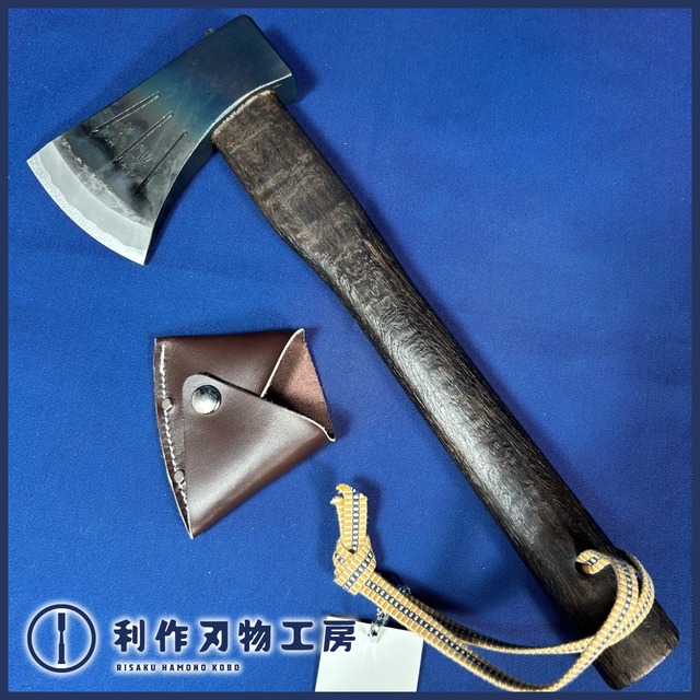 越後三条打刃物：水野製作所 / 焼柄 割込 アックス 斧 刃幅80mm サック付