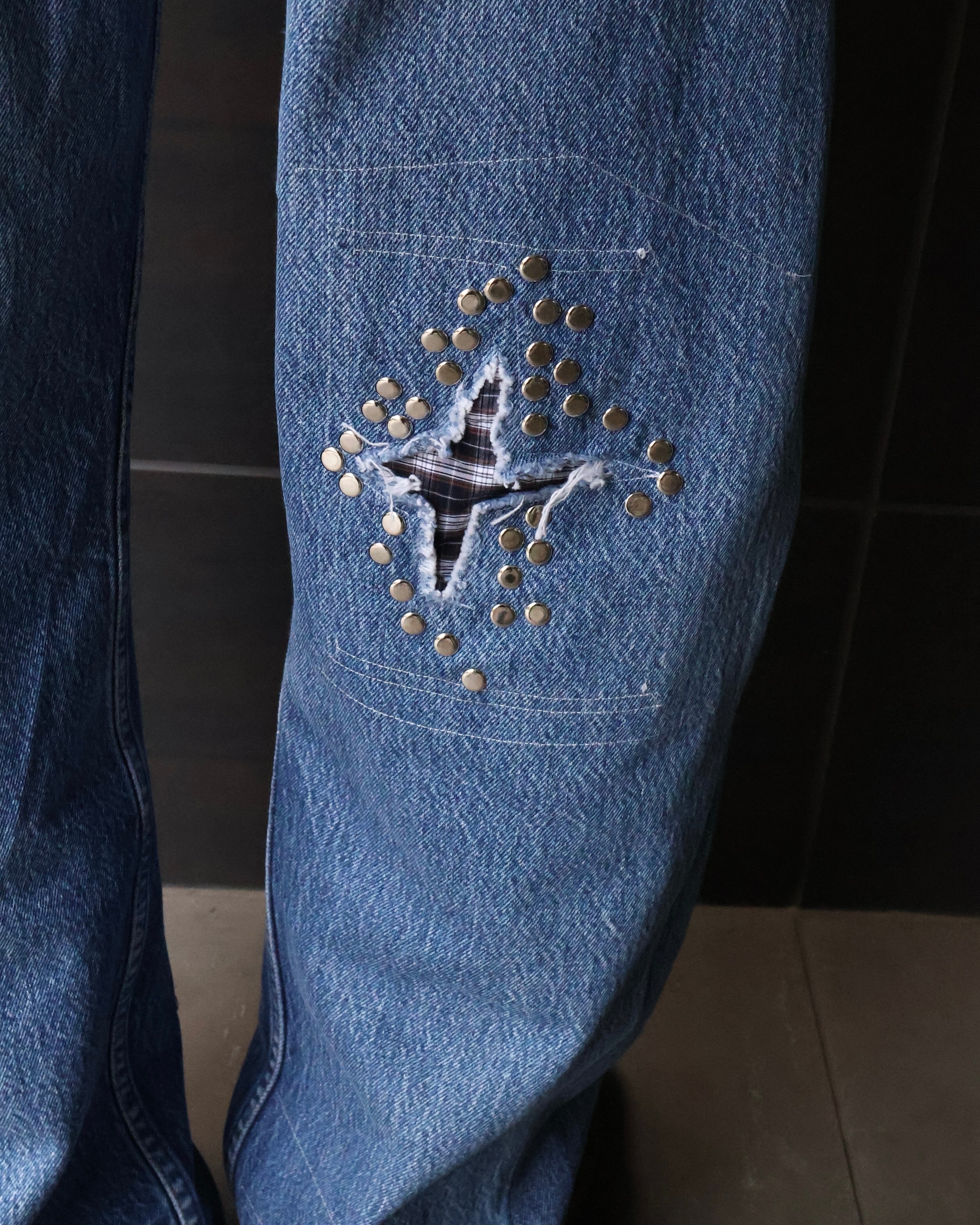 Hannah Creak】studded Jeans Wide Leg | blendmarket