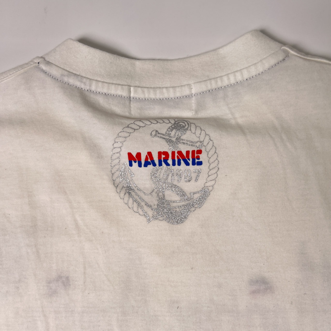 PAGERO パジェロ Vネック プリントデザイン 半袖Tシャツ L/ホワイト