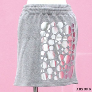 【数量限定!】 ABSURDスカート レディース フリーサイズ 裏毛 スウェット ウエストゴム 両サイドポケット 灰 銀 GRAY×SILVER アブサード GOO GOO DOLLS(GS)