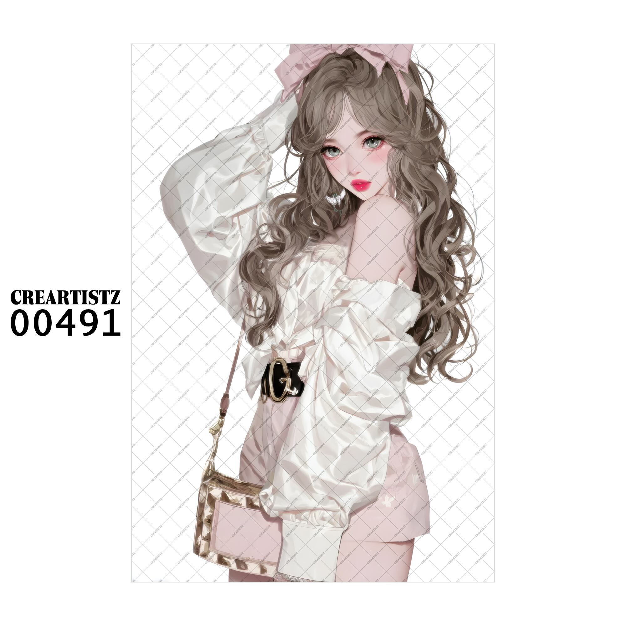 00491 ガール キュート オリジナル ペーパー/ステッカー 4枚セット CREARTISTZ