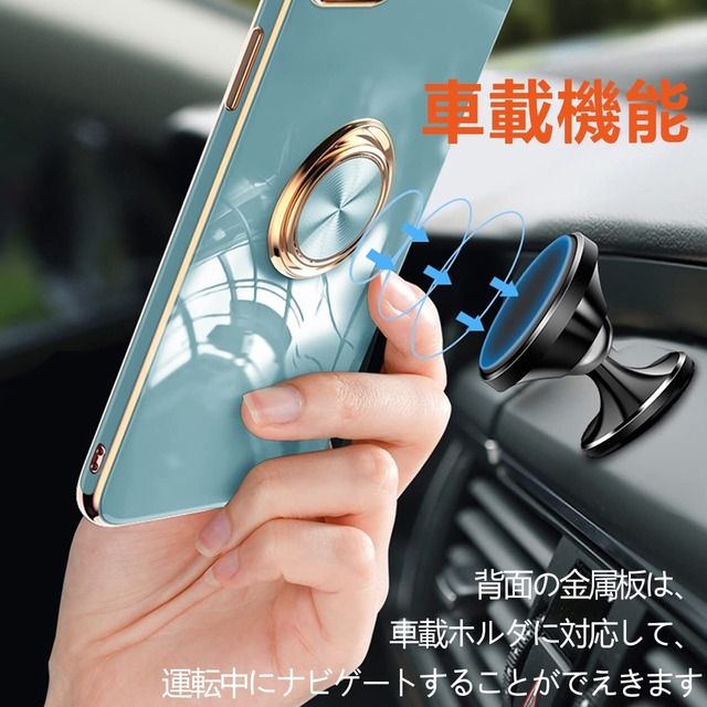 iPhone SE3 / SE2 ケース リング iPhone8 ケース iPhone7 アイフォン SE3 SE2 カバー 耐衝撃 薄型 スリム tpu ソフト シリコン リング付き スタンド機能付き 360回転 車載ホルダー (グレー)