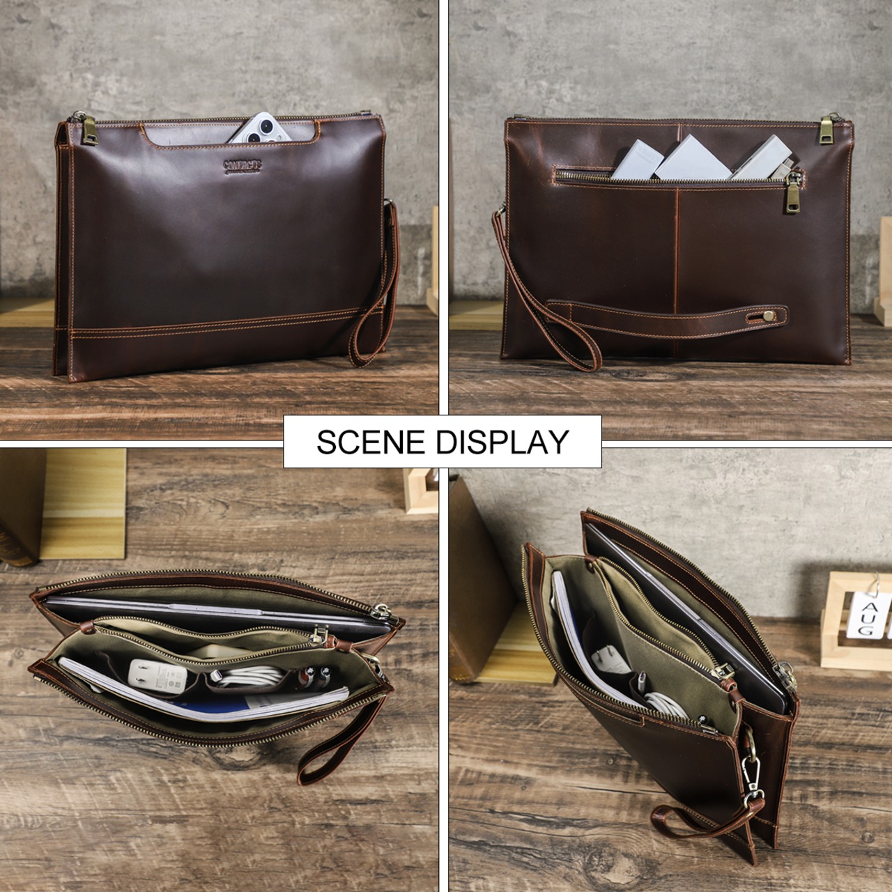 Laptop Genuine Leather Clutch Bag / 本革 ラップトップ レザー クラッチ バッグ