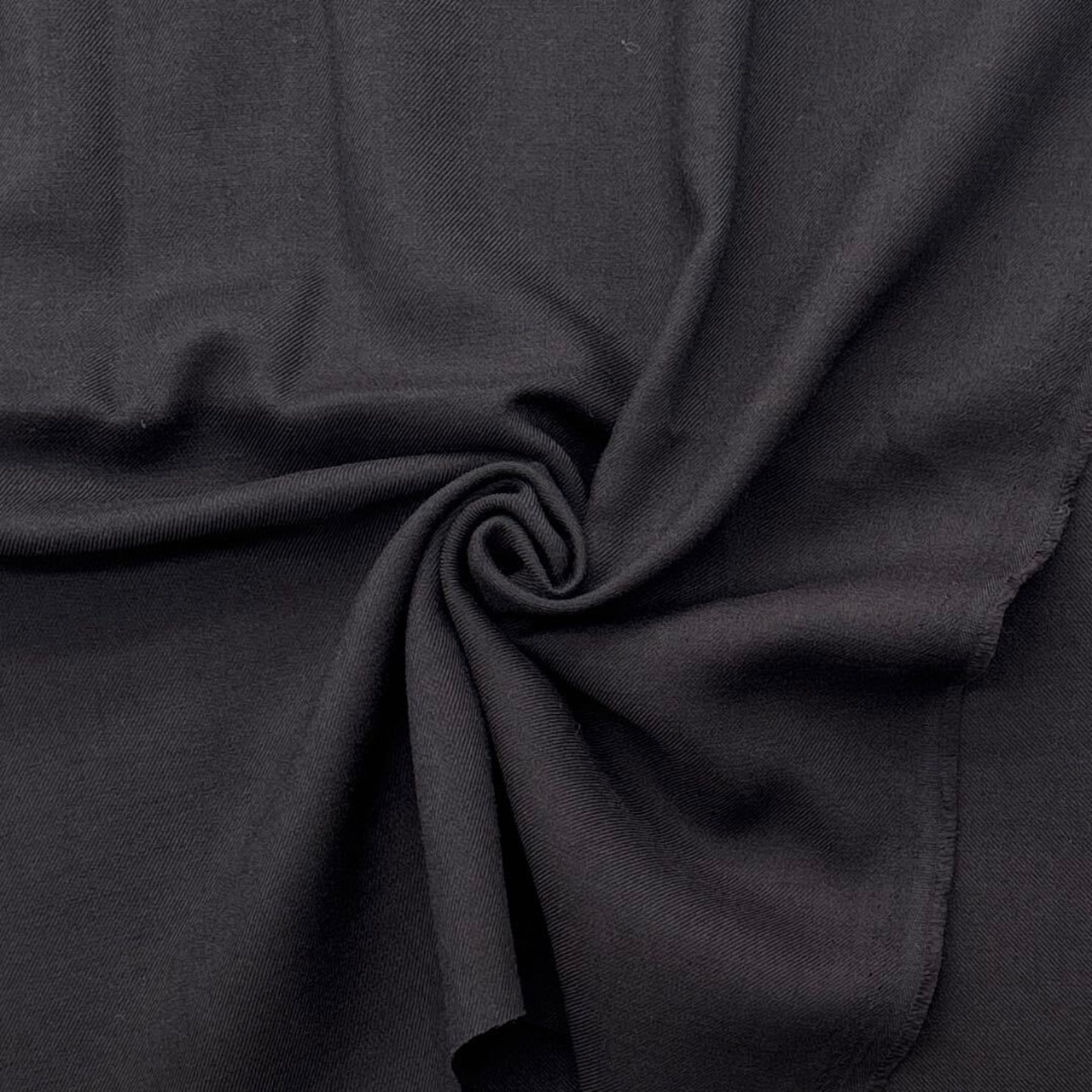 NY099◆2m◆M◆ウールポリエステル混弱毛羽立ちくったり斜め織り生地◆ブラック