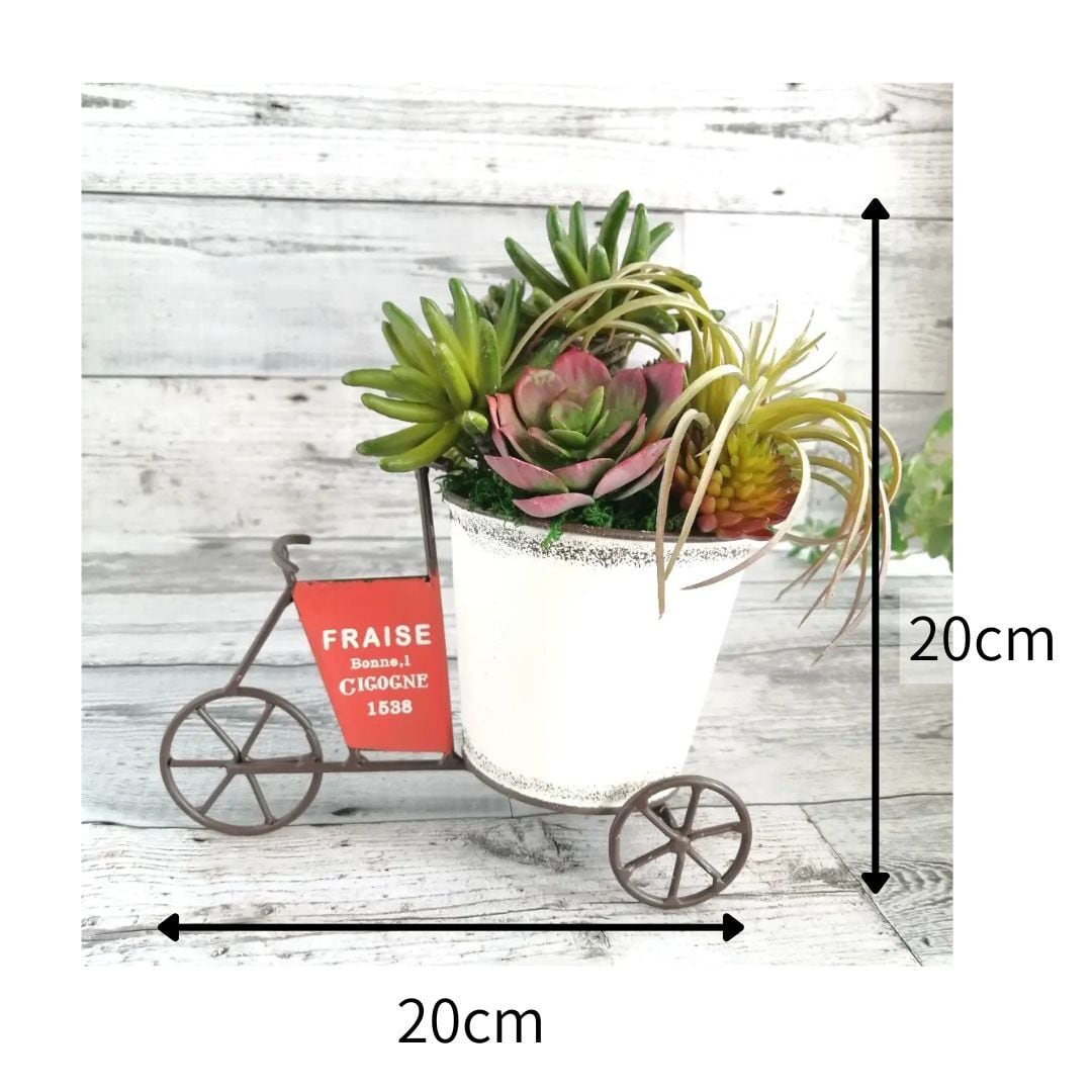置型】自転車型ポットのフェイク多肉寄せ植え 人工観葉植物 フェイク