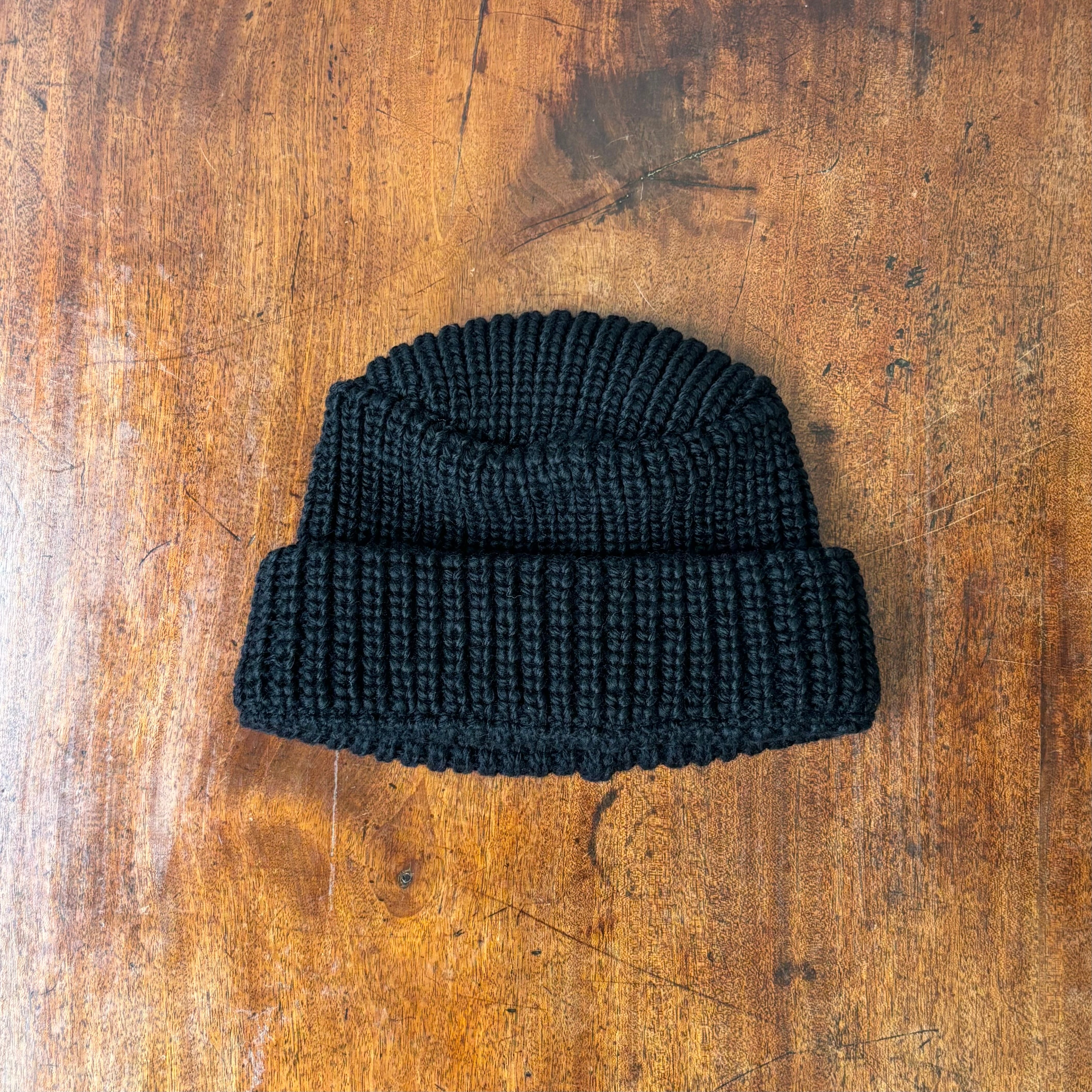 cableami ウールワッチキャップ フラットトップクラウン ブラック | 萬