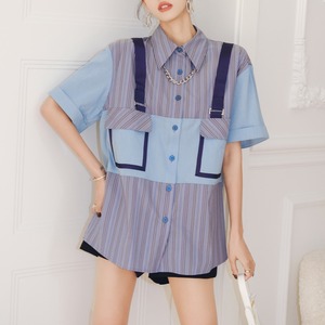 fakeストラップのニュートラルなshirt（T-095）