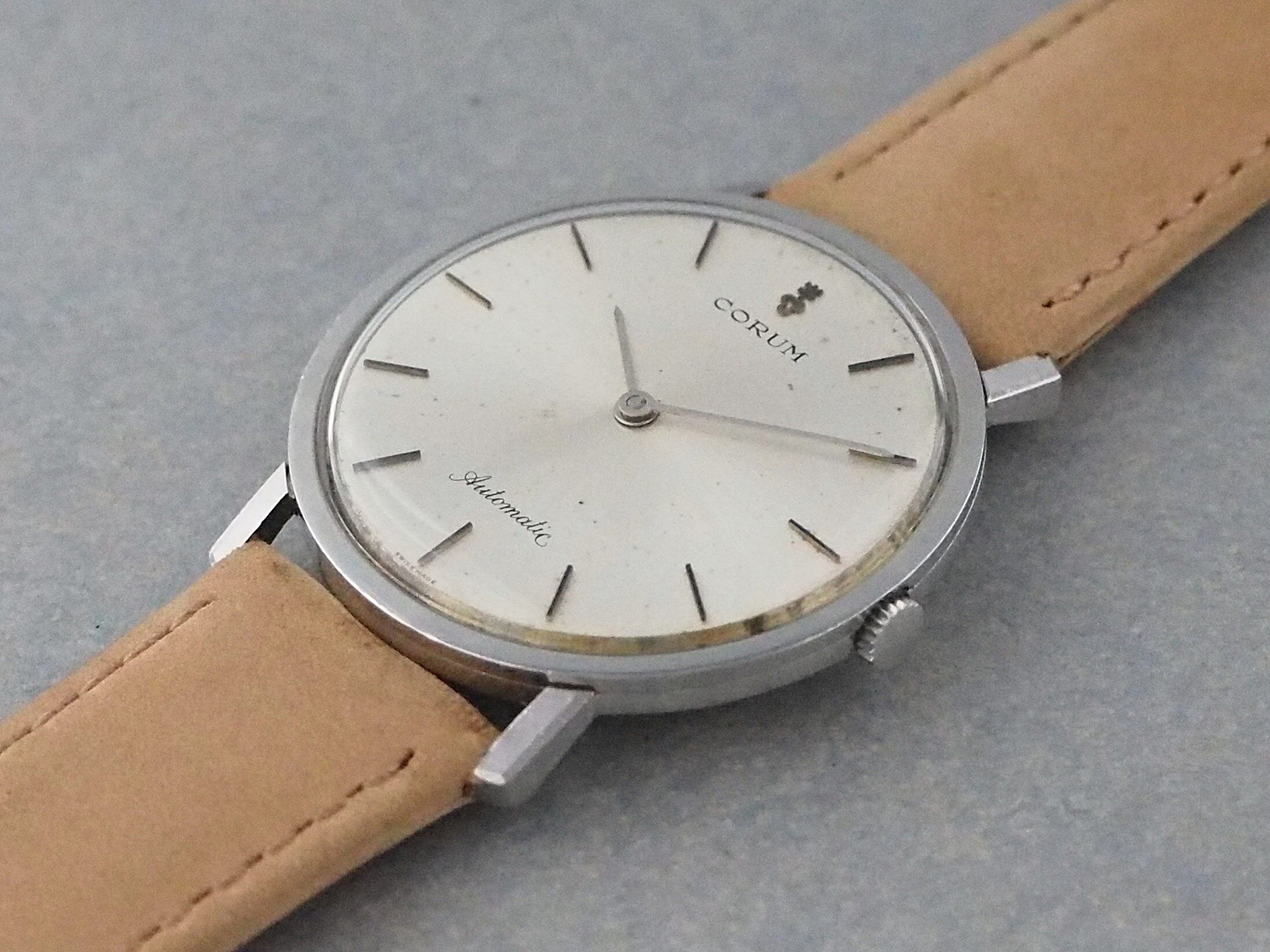 CORUM コルム純正 ステンレス尾錠 革バンド ラグ幅17mm FIREKIDS｜ファイアーキッズ / コルム CORUM スクエア 1970年代 一体型