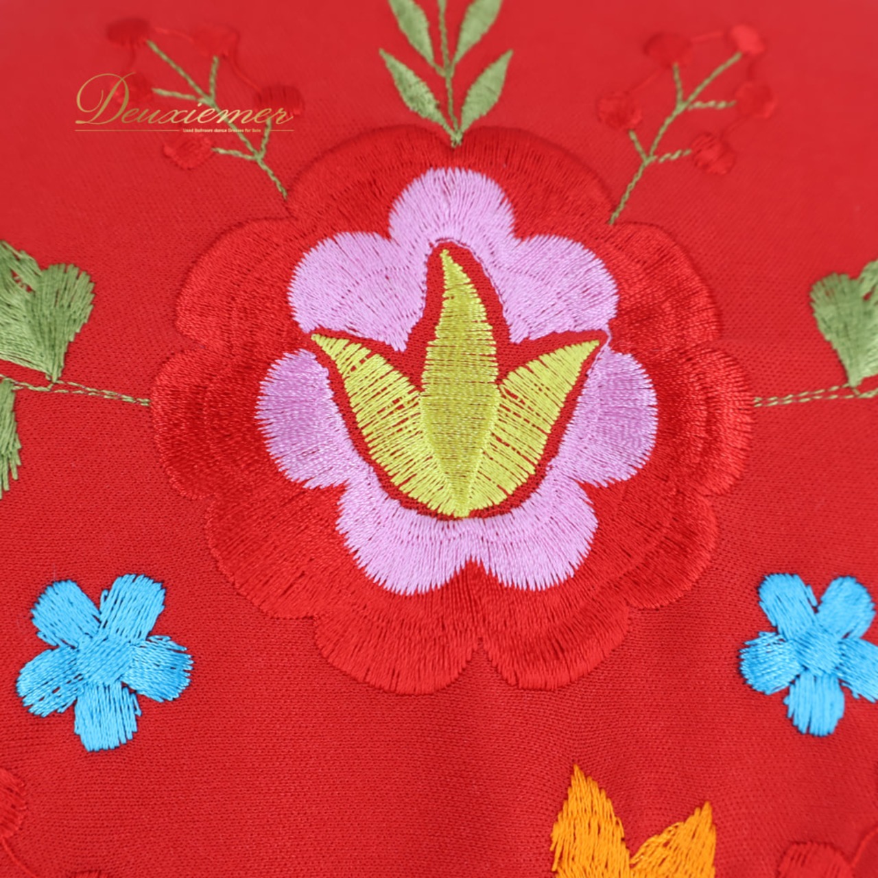 フラメンコ 衣装 シージョ ピキージョ レッド系 イエロー系 ブルー系 赤 ピンク 刺繍 花柄 フレコ フリンジ トライアングル 三角形 ダンス パーティ 発表会 装飾 小物 花柄 ダンス衣装