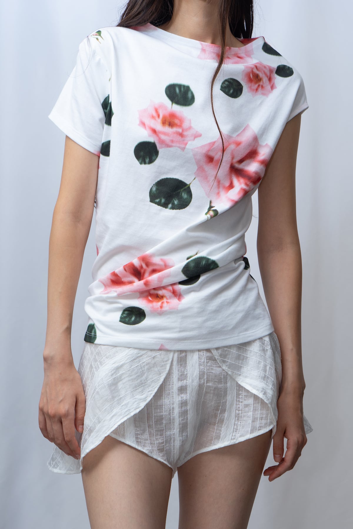 twisted T-shirt - WHITE