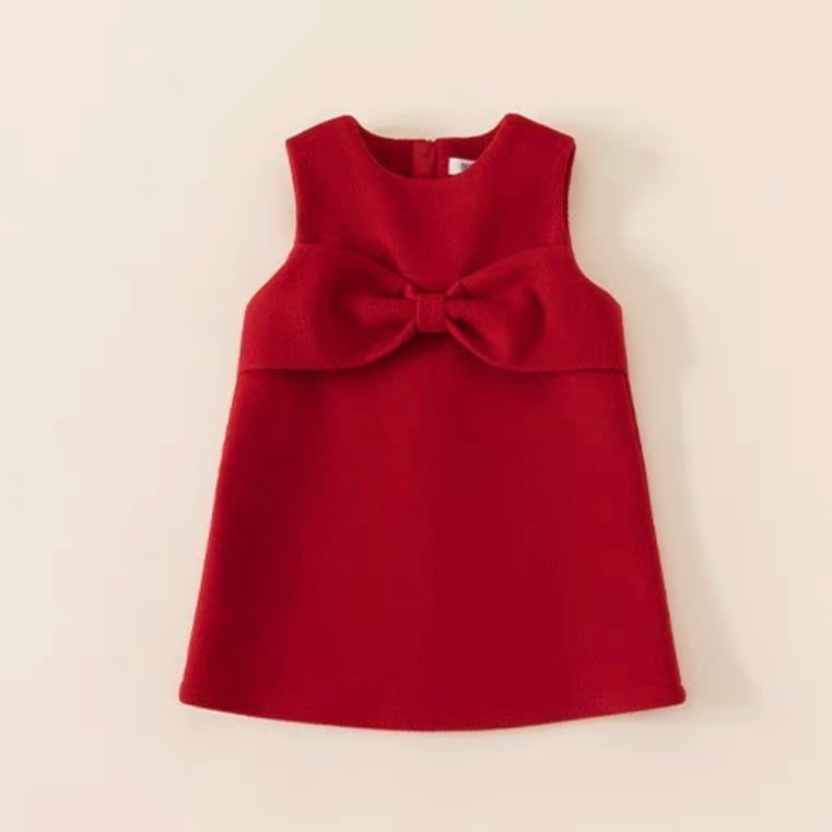 90-140cm】フェルトBIGリボンワンピース | ROSE AUAR KIDS and PET