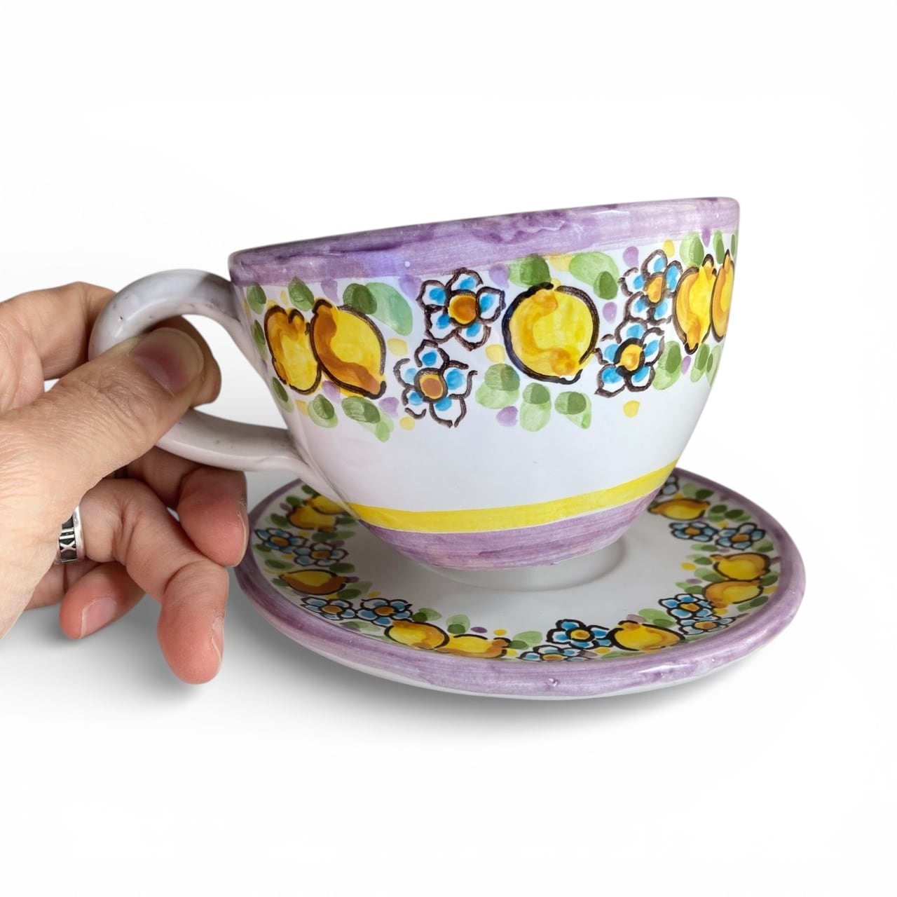 カップ＆ソーサー TAZ027 マヨリカ焼き イタリア陶器 レモン柄 ティー