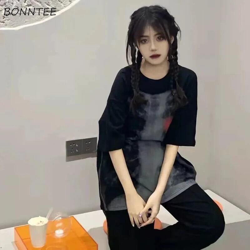 【新作】【送料無料】 Tシャツ女性プリントルーズ BF ストリート韓国スタイルカジュアルシッククールオールマッチデザイン夏新着レトロオルヤング 0232229759829