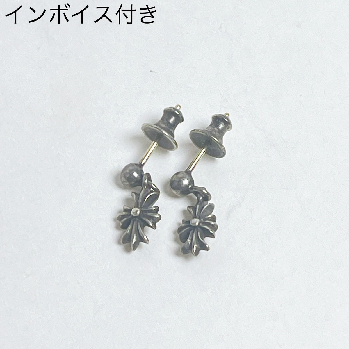 1087 クロムハーツ タイニーe chプラス ドロップ ピアス 925 14K 2点 