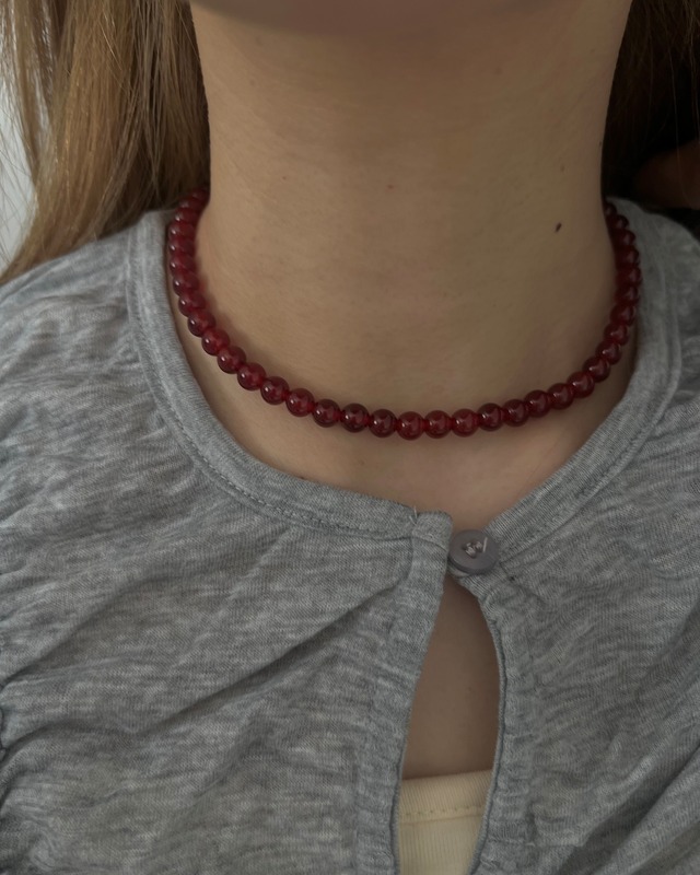 S925 Red agate 2way hook necklace (N242