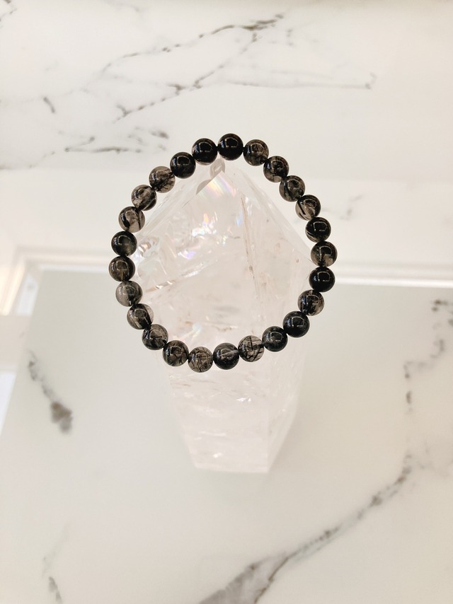 ブラックルチルクオーツ(黒針水晶)　18cm　＝仕事運、勝負運を高め運気を呼び込む＝　23-1-2